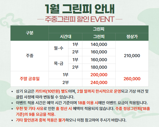 1월 그린피 안내